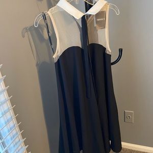 Black and white sheer mini flowy dress